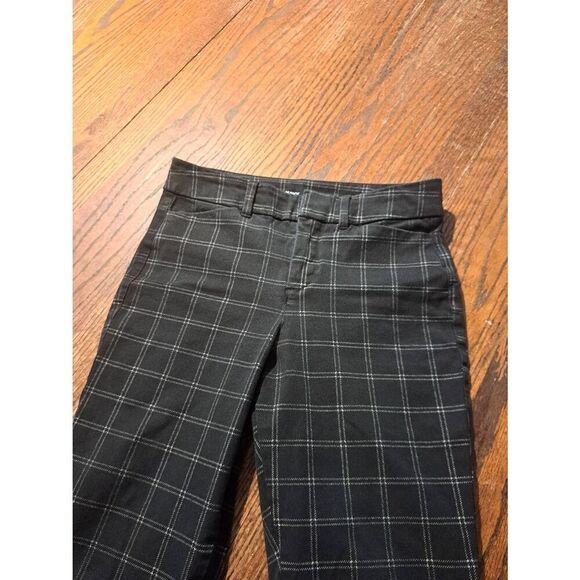 Old Navy Pixie Ankle Pants Size 0 Black Gray Windowpane High Rise Casual Pants - Picture 2 of 3